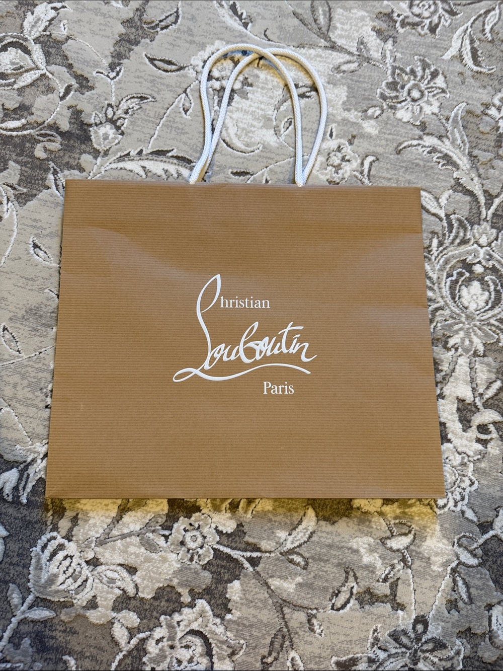 Christian Louboutin Brown Tote with White Logo and Handles